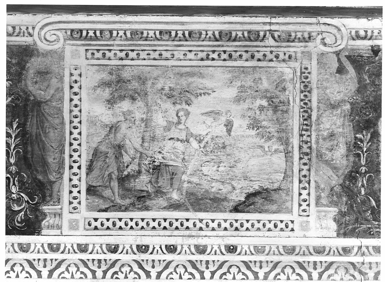 Asterie si sottrae a Giove divenendo un uccello e poi un'isola (dipinto, ciclo) di Caneva Antonio Maria detto Porlezzino (cerchia) (sec. XVI)