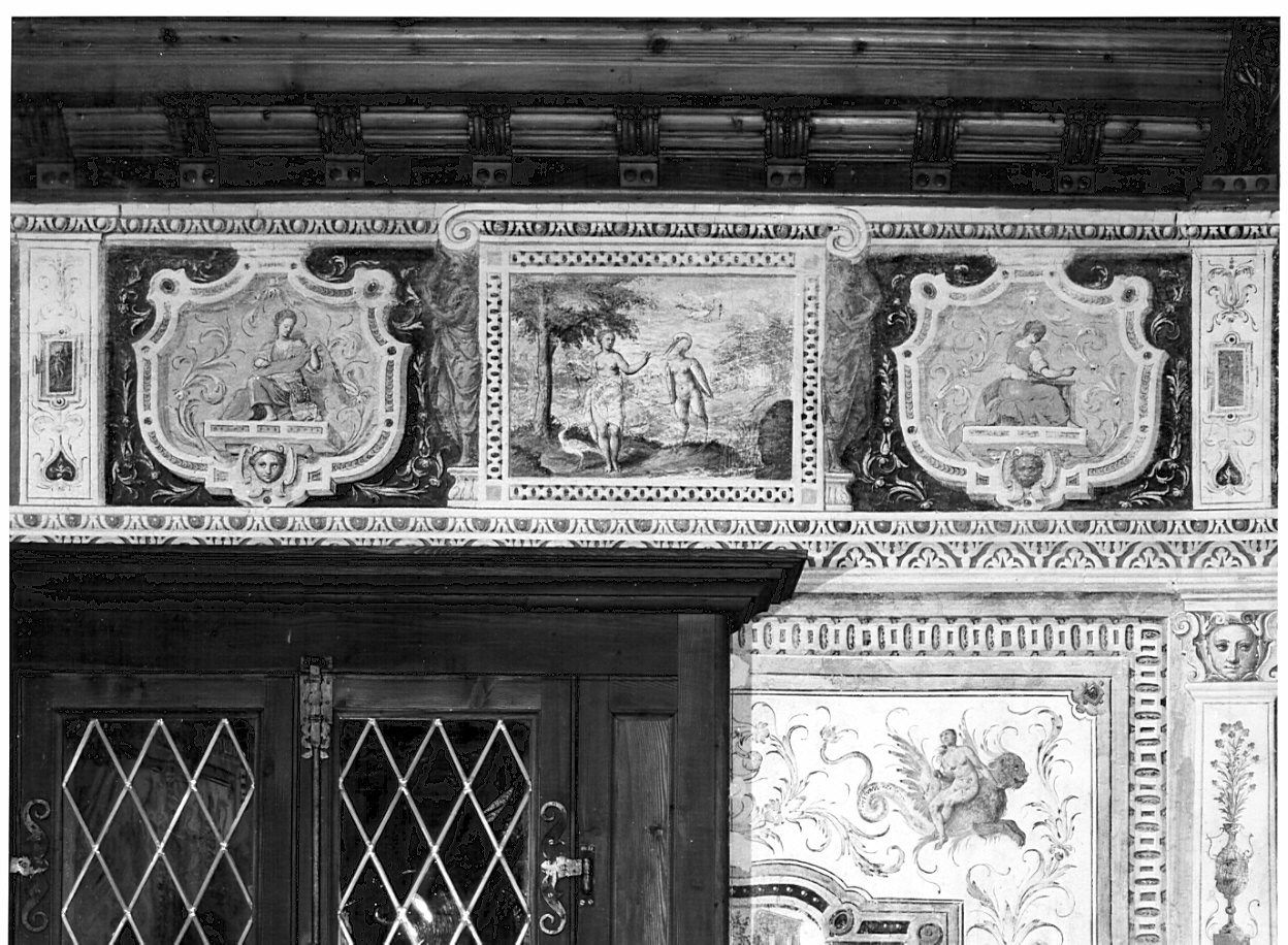 Giunone trasforma Antigone in cicogna (dipinto, ciclo) di Caneva Antonio Maria detto Porlezzino (cerchia) (sec. XVI)