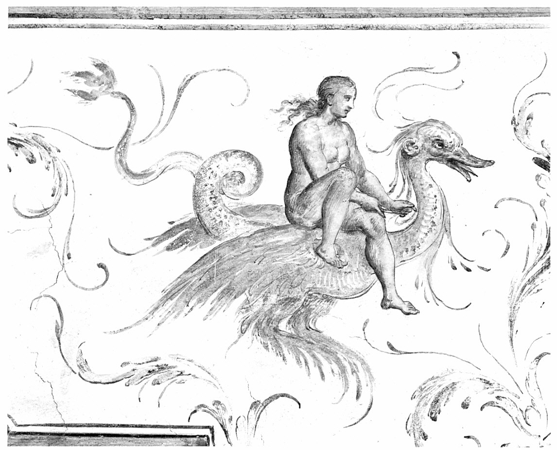 Minerva si rivela ad Aracne/ motivi decorativi a grottesche (dipinto, ciclo) di Caneva Antonio Maria detto Porlezzino (cerchia) (sec. XVI)