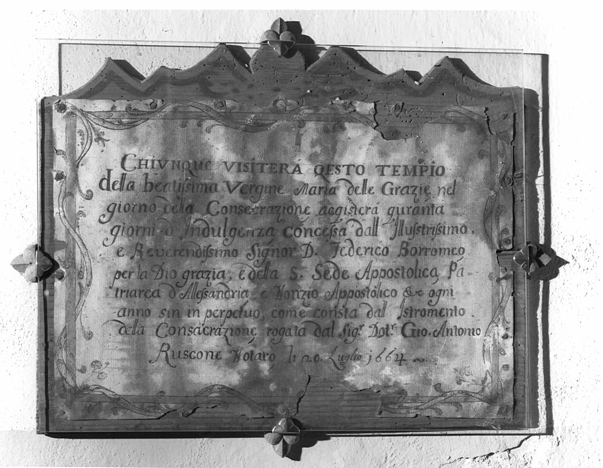 targa commemorativa, opera isolata - ambito valtellinese (sec. XVII)