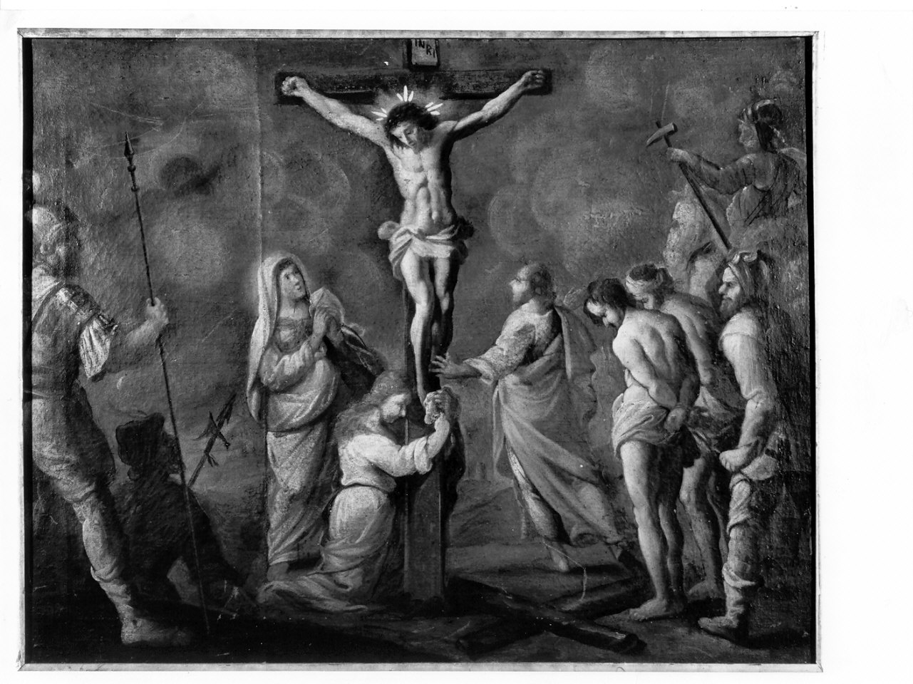 Crocifissione di Cristo con la Madonna, Santa Maria Maddalena e San Giovanni Evangelista (dipinto, opera isolata) - ambito lombardo (sec. XVIII)