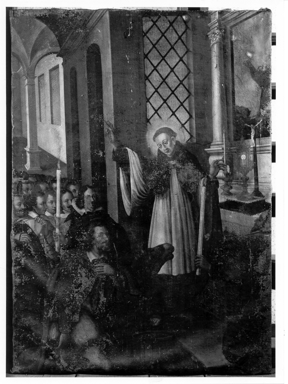 Sant'Antonio da Padova e il miracolo dell'asino (dipinto, opera isolata) - ambito lombardo (sec. XVII)