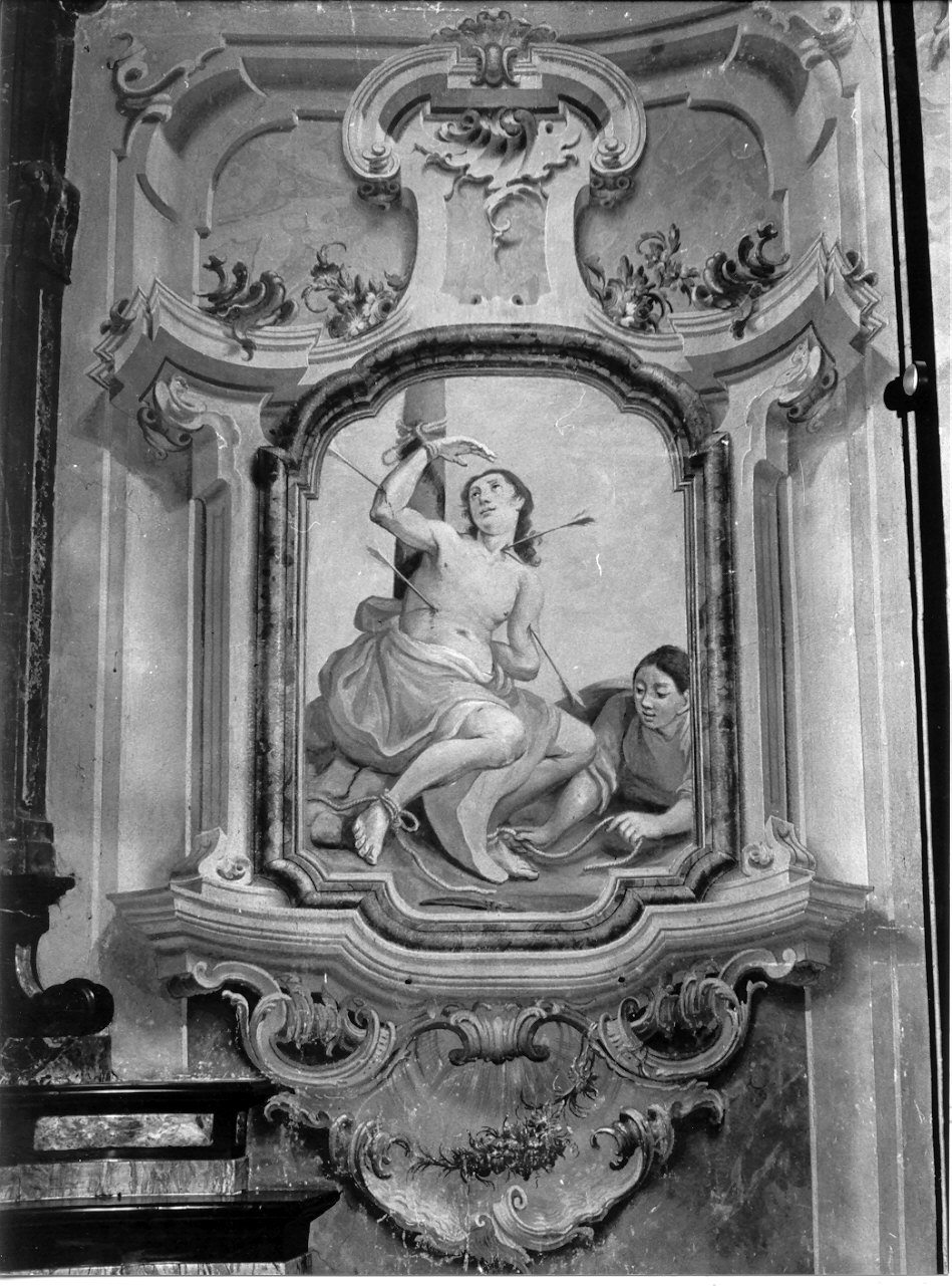 martirio di San Sebastiano (dipinto, elemento d'insieme) di Fiori Filippo (attribuito), Giussani Giovanni Maria (attribuito) (sec. XVIII)