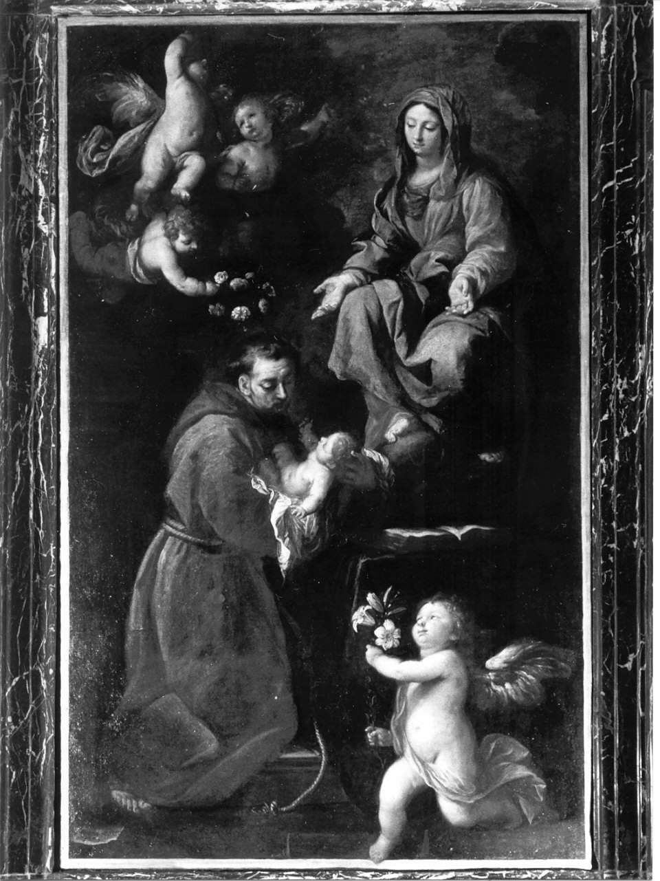 Madonna con Bambino e Sant'Antonio (pala d'altare, opera isolata) di Nuvolone Giuseppe (sec. XVII)