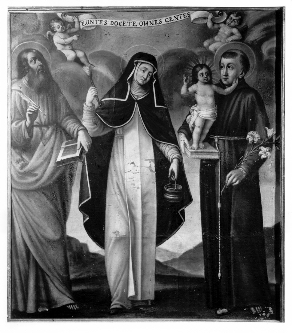 Santa Marta tra San Marco e Sant'Antonio da Padova con in Bambino (dipinto, opera isolata) - ambito lombardo (sec. XVII)