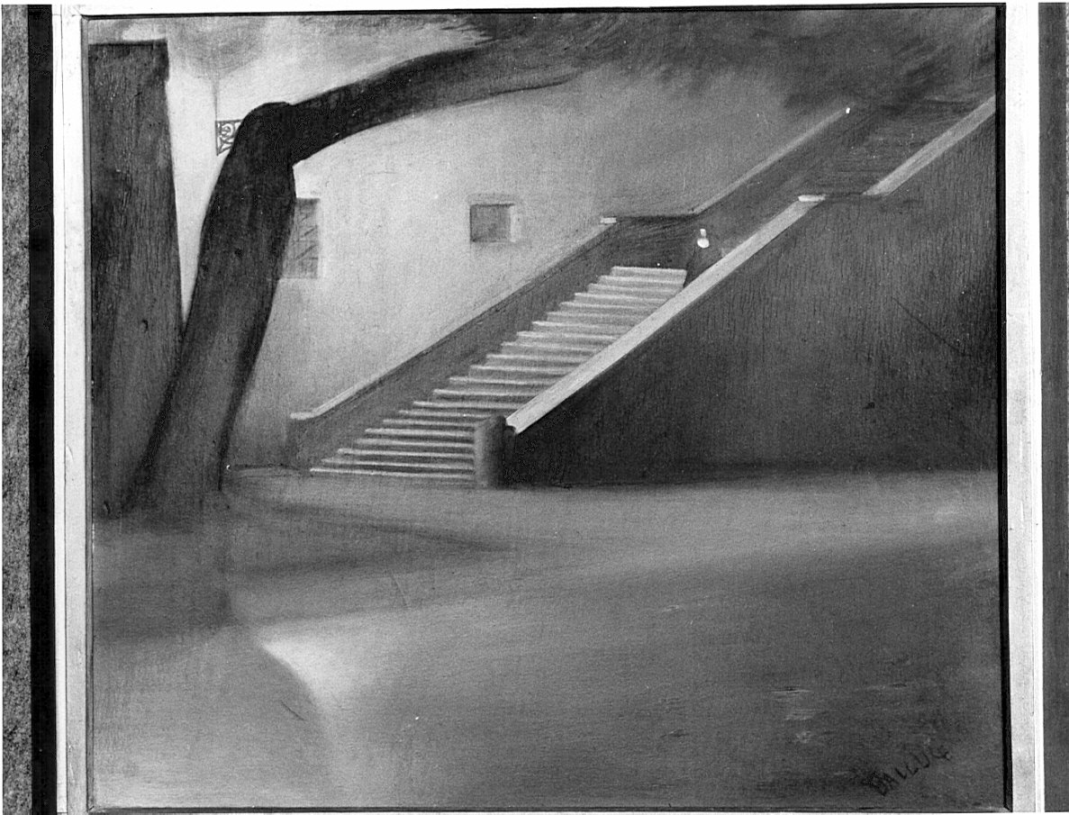 Suora che scende una scalinata (dipinto, opera isolata) di Balla Luce (primo quarto sec. XX)