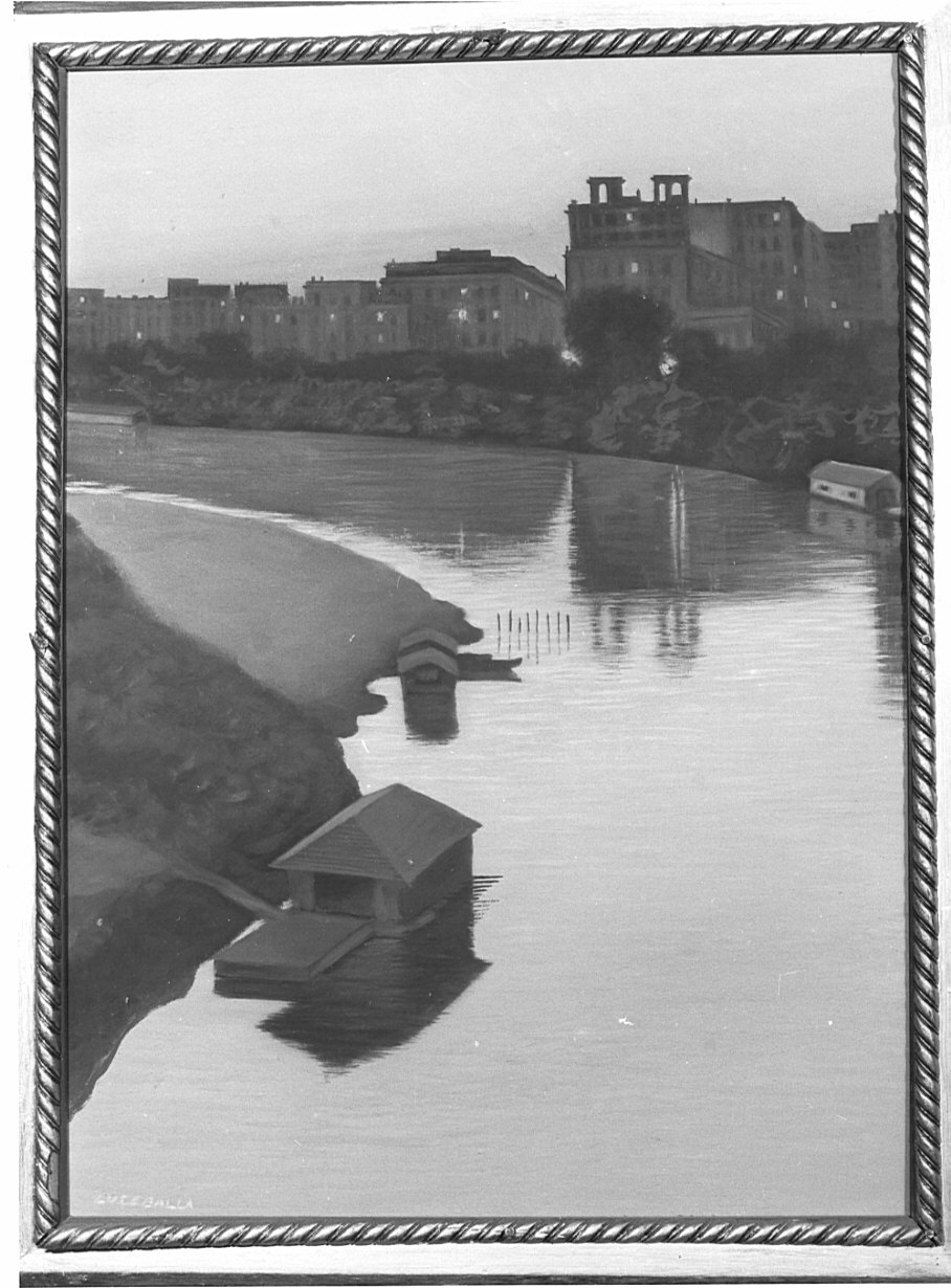 paesaggio fluviale (dipinto, opera isolata) di Balla Luce (secondo quarto sec. XX)