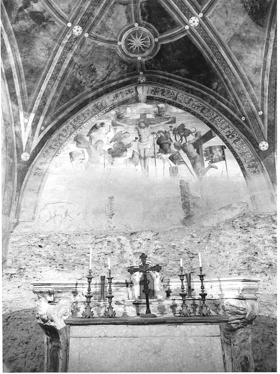 Storie di San Lorenzo/ Crocifissione/ apostoli (dipinto, ciclo) di Stella Fermo detto Fermo da Caravaggio (sec. XVI)
