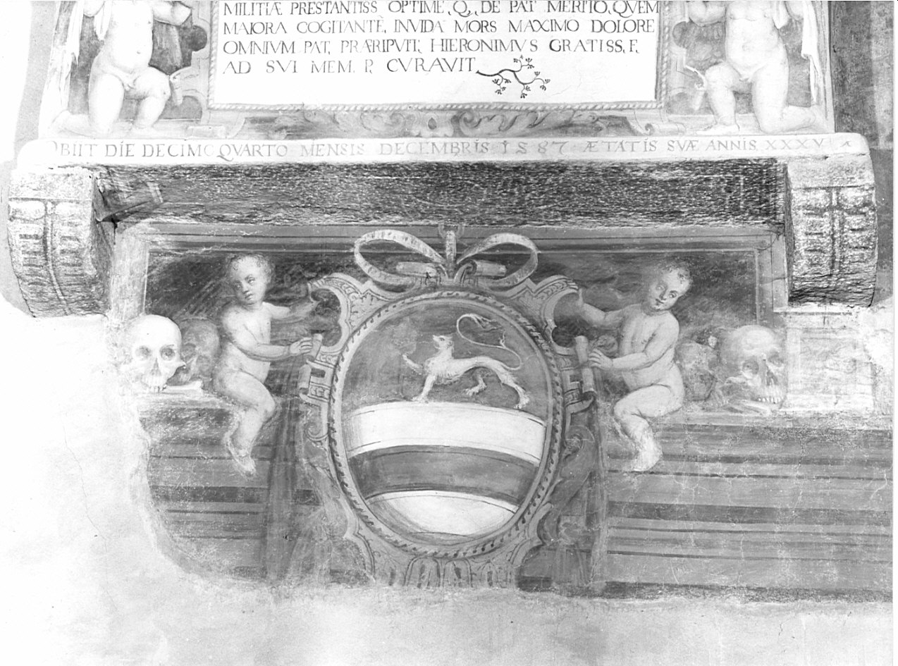 angeli reggistemma (dipinto, elemento d'insieme) - ambito lombardo (sec. XVI)