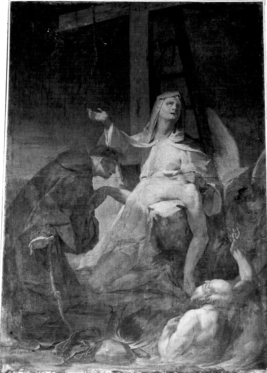 deposizione di Cristo dalla croce con Sant'Antonio da Padova (dipinto, opera isolata) di Ligari Cesare (sec. XVIII)