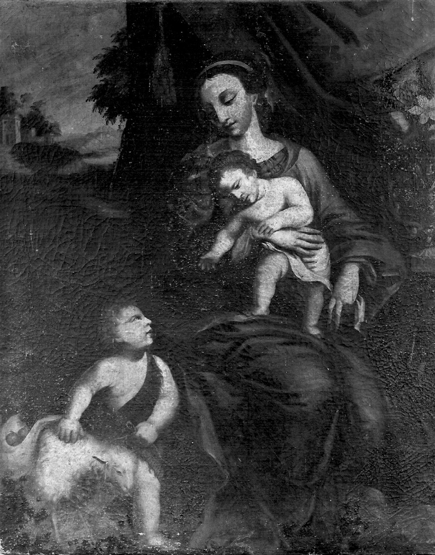 Madonna con Bambino e San Giovannino (dipinto, opera isolata) - ambito lombardo (prima metà sec. XVIII)