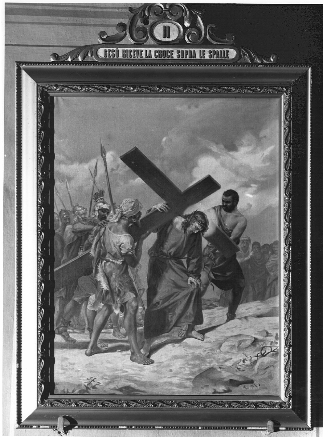 stazione II: Gesù caricato della croce (dipinto) di Morgara Luigi (sec. XIX)