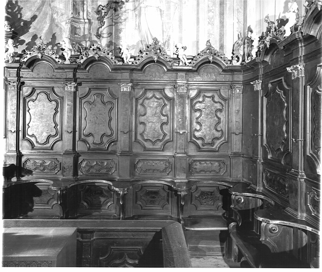 stalli del coro, insieme di Del Piaz Giovanni Battista (prima metà sec. XVIII)