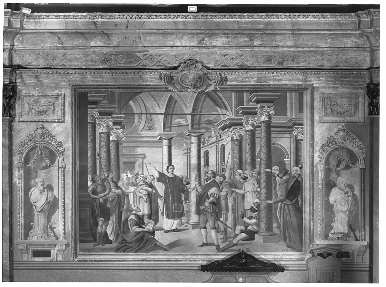 cornice architettonica con busti di profeti (dipinto) - ambito lombardo (sec. XIX)