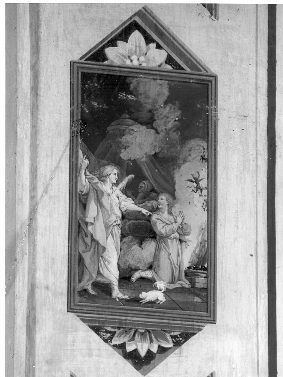 Tobia brucia il fegato e libera Sara dal demonio (dipinto, elemento d'insieme) di Piccioli Lorenzo (sec. XVIII)