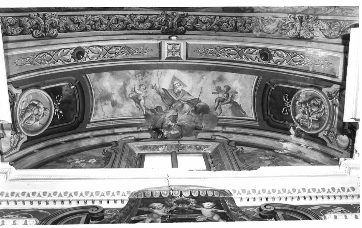 Dio Padre adorato dagli angeli (dipinto, elemento d'insieme) di Romegialli Giovanni Pietro - ambito valtellinese (seconda metà sec. XVIII)