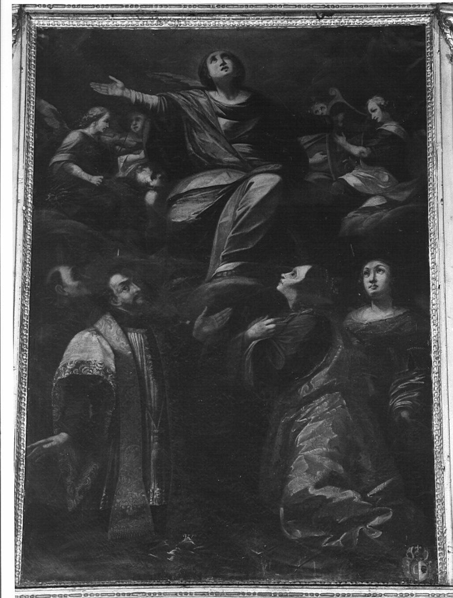 Madonna in gloria con San Francesco Saverio, Santa Caterina d'Alessandria, Sant'Agata e Santo francescano (dipinto, elemento d'insieme) di Piatti Francesco (seconda metà sec. XVII)