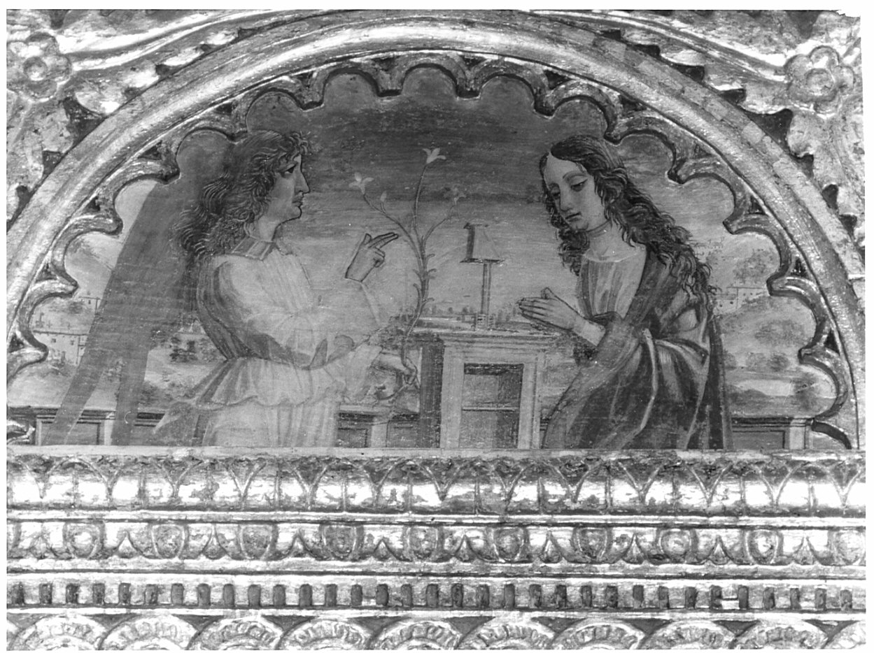 Annunciazione (dipinto, elemento d'insieme) di Maestro Bramantesco di Grosio (fine sec. XV)