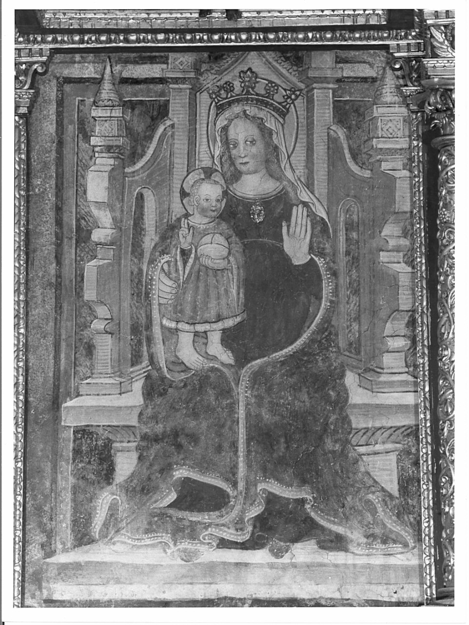 Madonna del Buon Consiglio (in trono) (dipinto, opera isolata) di Giovannino di Stefano da Sondalo (bottega) (sec. XV)