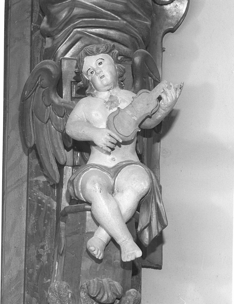 angelo musicante (statua, elemento d'insieme) - ambito lombardo (sec. XVII)