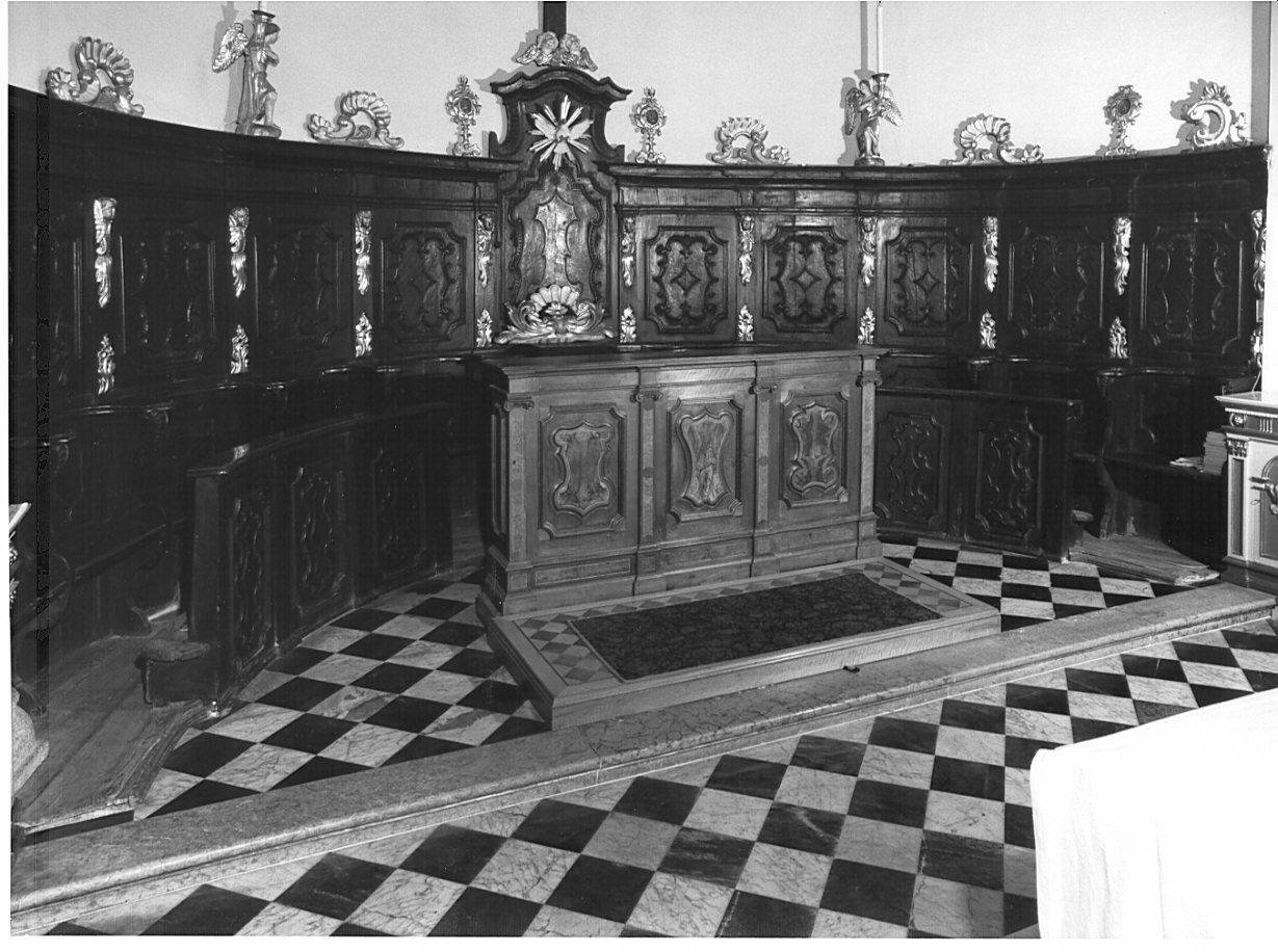 stalli del coro, complesso decorativo - ambito lombardo (fine/inizio secc. XIX/ XX)
