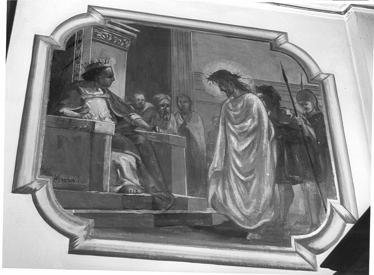 Cristo davanti a Erode (dipinto, elemento d'insieme) di Moscioni V (sec. XX)