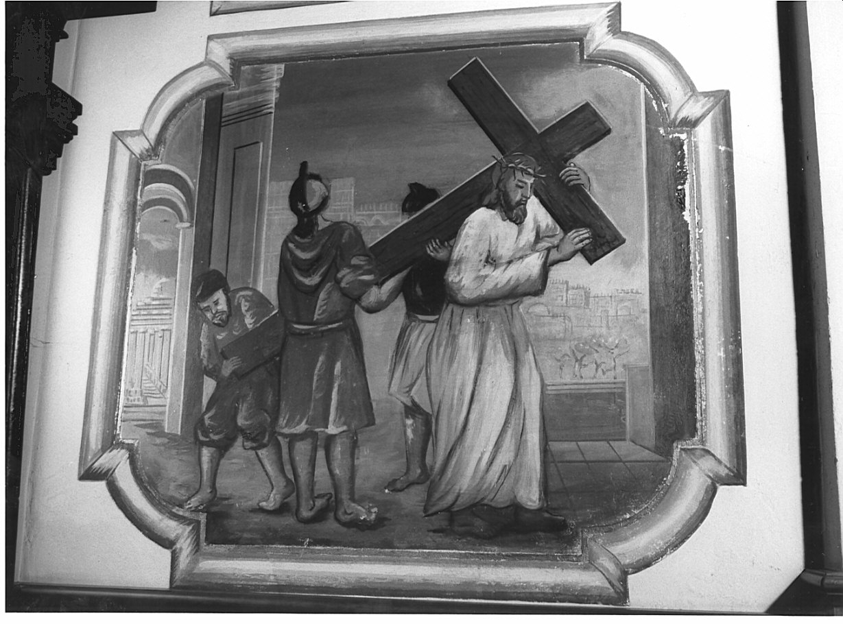 Cristo caricato della croce (dipinto, elemento d'insieme) di Moscioni V (sec. XX)