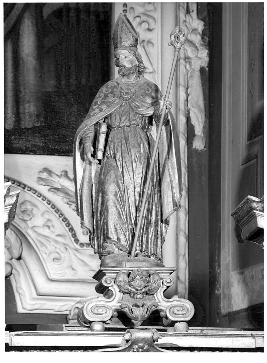Santo vescovo (statua, elemento d'insieme) - ambito valtellinese (prima metà sec. XVIII)