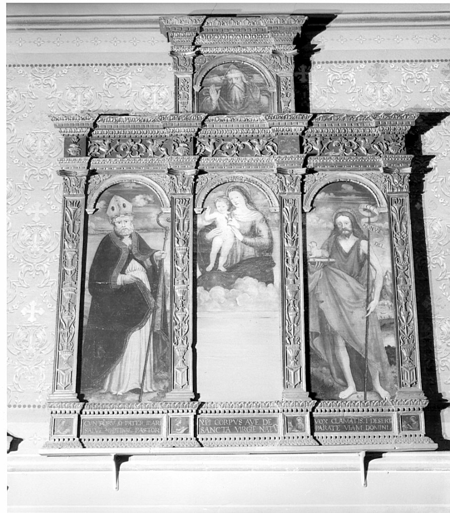 Madonna con Bambino, Padre Eterno e Santi (trittico, complesso decorativo) di Valorsa Cipriano, Valorsa Bartolomeo (sec. XVI)