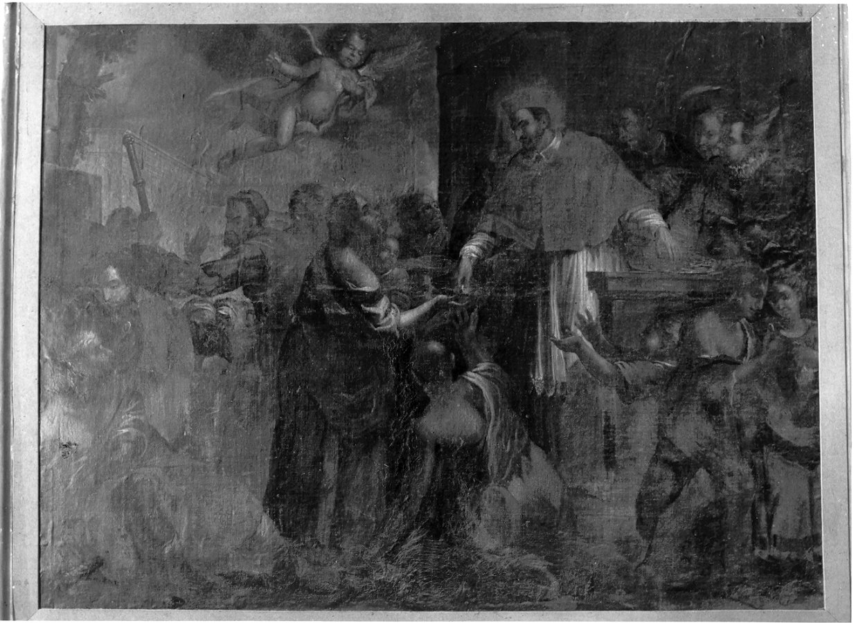 San Carlo Borromeo con sacerdoti tra i poveri (dipinto, elemento d'insieme) di Parravicini Giacomo detto Gianolo (ultimo quarto sec. XVII)