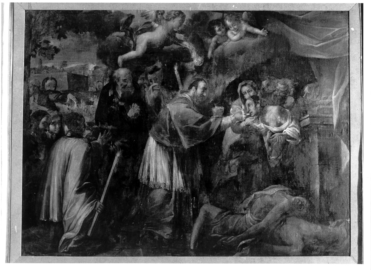 San Carlo Borromeo comunica gli appestati (dipinto, elemento d'insieme) di Parravicini Giacomo detto Gianolo (ultimo quarto sec. XVII)