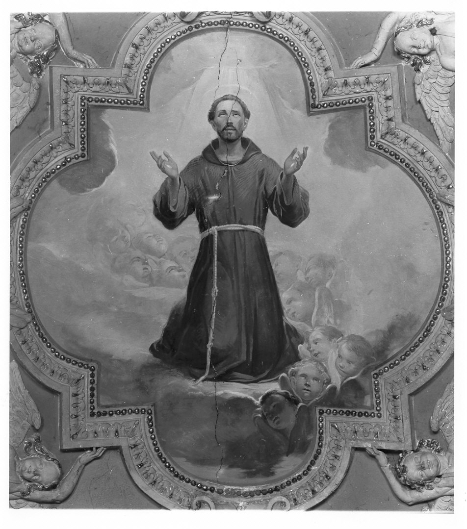 San Francesco d'Assisi in gloria (dipinto, elemento d'insieme) di Conconi Turildo (sec. XX)