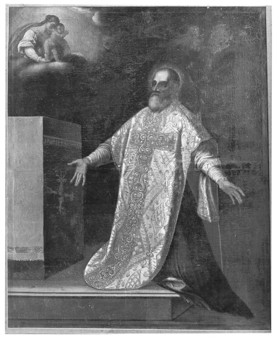 San Filippo Neri ha la visione della Madonna con Bambino (dipinto, pendant) - ambito lombardo (sec. XVII)