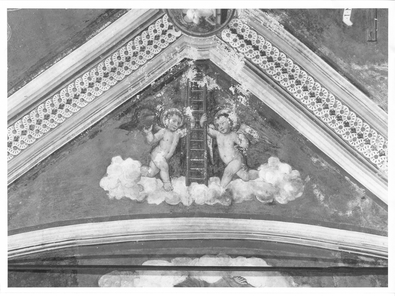 angeli con strumento della passione: croce (dipinto, elemento d'insieme) di Valorsa Cipriano (sec. XVI)