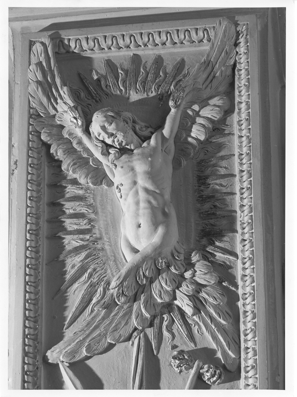 Cristo come angelo (rilievo, elemento d'insieme) di Casella Alessandro (sec. XVII)