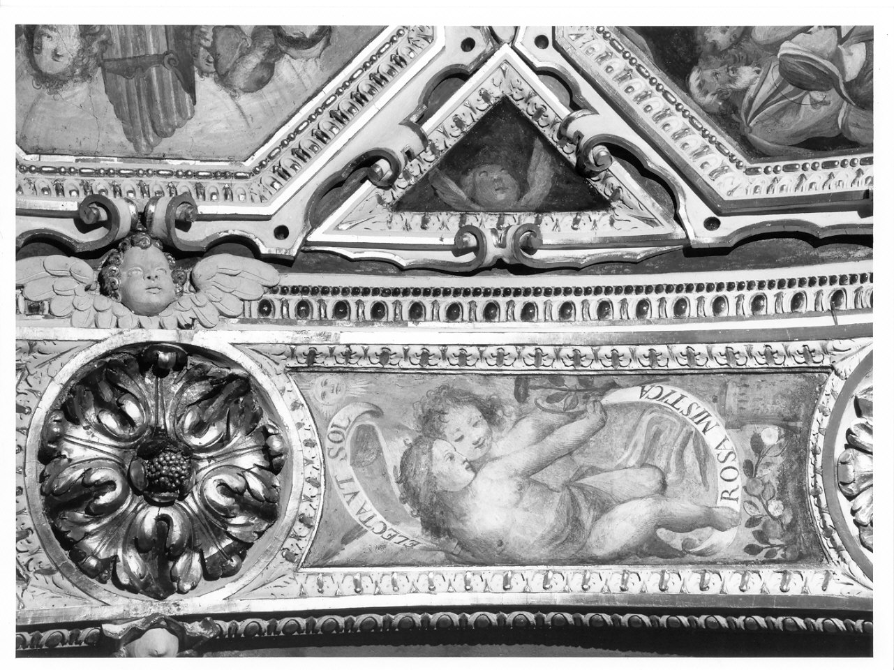 angioletti reggicartiglio (dipinto, coppia) di Conconi Turildo (scuola) (sec. XVII)