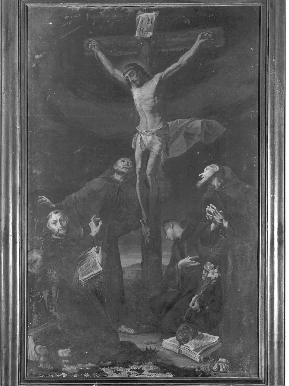 crocifissione di Cristo con santi francescani (dipinto, opera isolata) di Ligari Cesare (sec. XVIII)