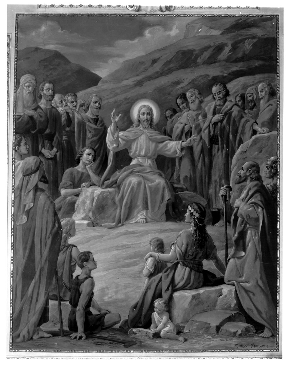 Cristo che predica alle folle (dipinto, opera isolata) di Morgari Carlo (sec. XX)