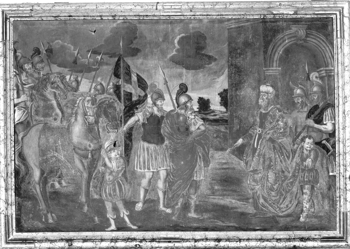 Sant'Alessandro incontra l'imperatore Massimiano (dipinto, elemento d'insieme) di Della Torre Francesco (sec. XVIII)