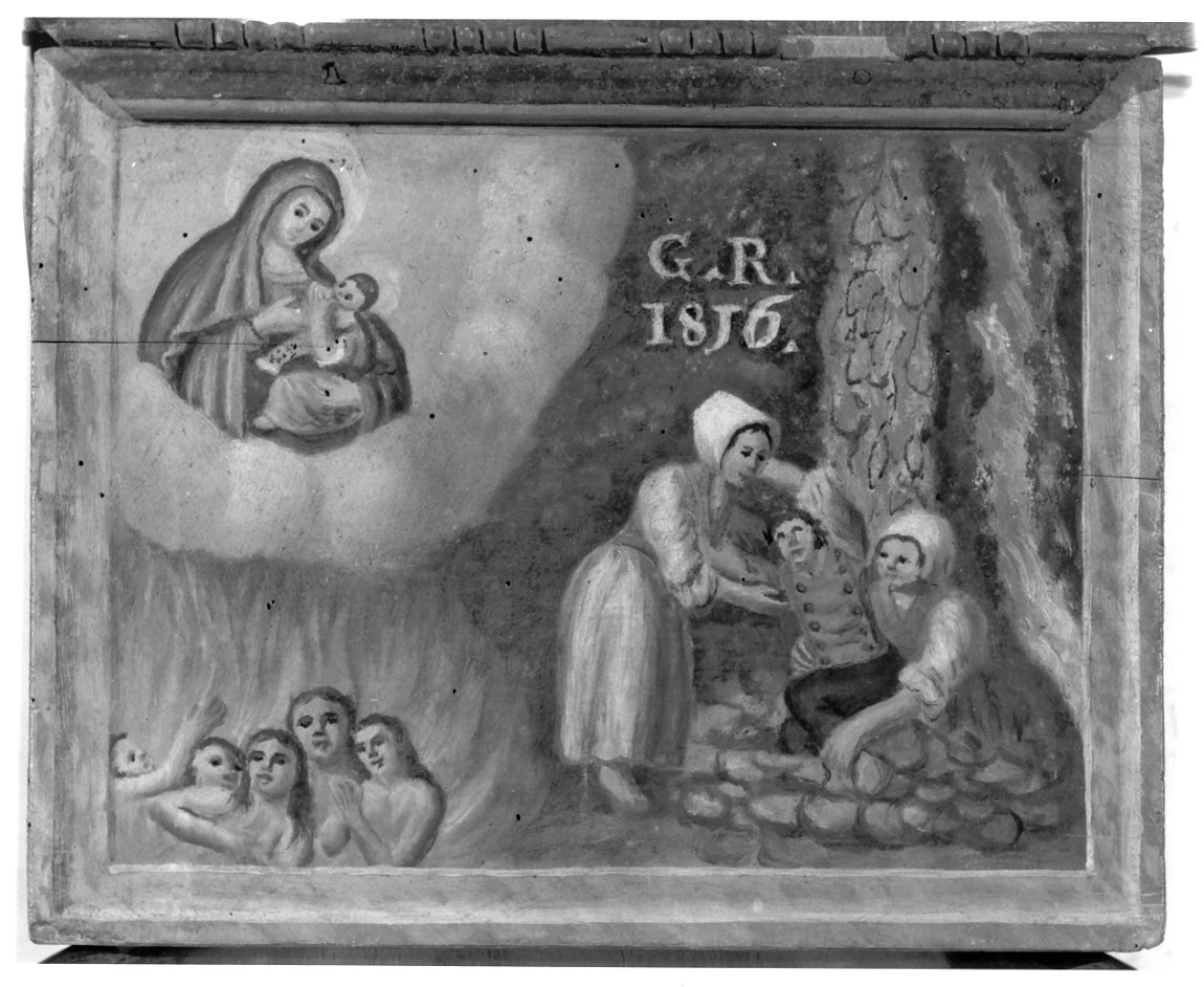 Madonna con Bambino e devoti (ex voto, opera isolata) - ambito valtellinese (sec. XIX)