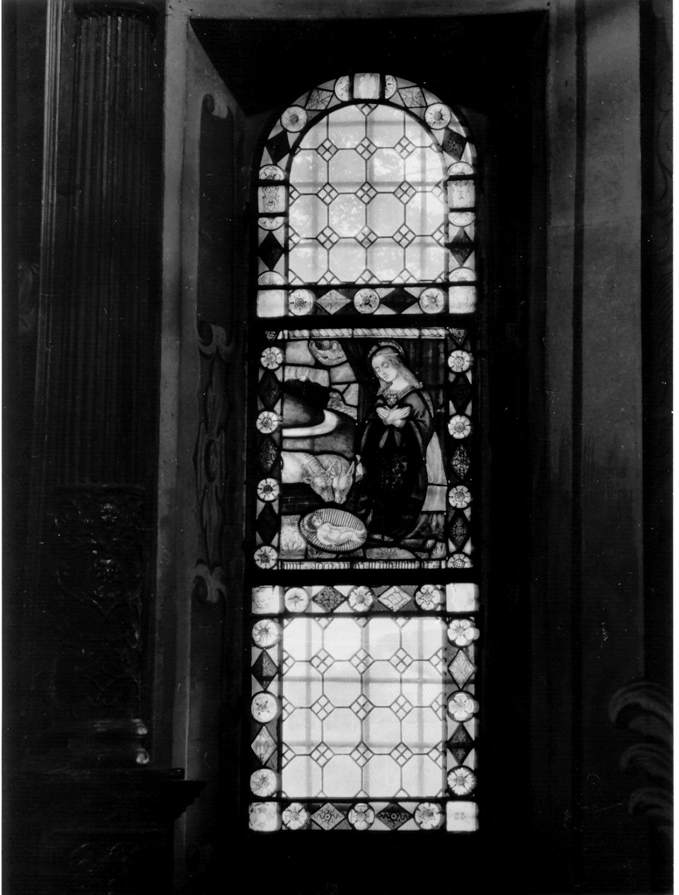 motivi decorativi geometrici a losanga (vetrata, elemento d'insieme) - ambito comasco (primo quarto sec. XVI)