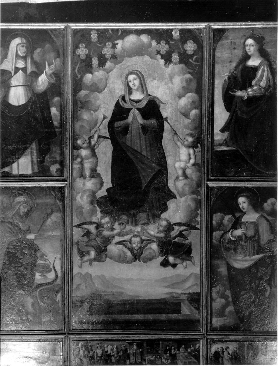 Madonna Assunta con angeli (scomparto di polittico, elemento d'insieme) di De Barberis Vincenzo (attribuito) (secondo quarto sec. XVI)