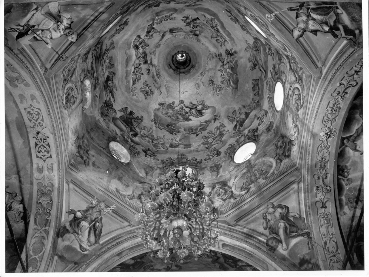 incoronazione di Maria Vergine/ episodi del Vecchio Testamento/ Dottori della chiesa (dipinto, ciclo) di Brina Giuseppe, Pozzi Giovanni Battista (sec. XVIII)