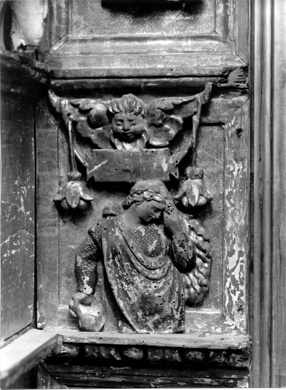 motivi decorativi con testina angelica e figura femminile (rilievo, elemento d'insieme) di Del Maino Giovanni Angelo, Ferrari Gaudenzio, Stella Fermo detto Fermo da Caravaggio (sec. XVI)