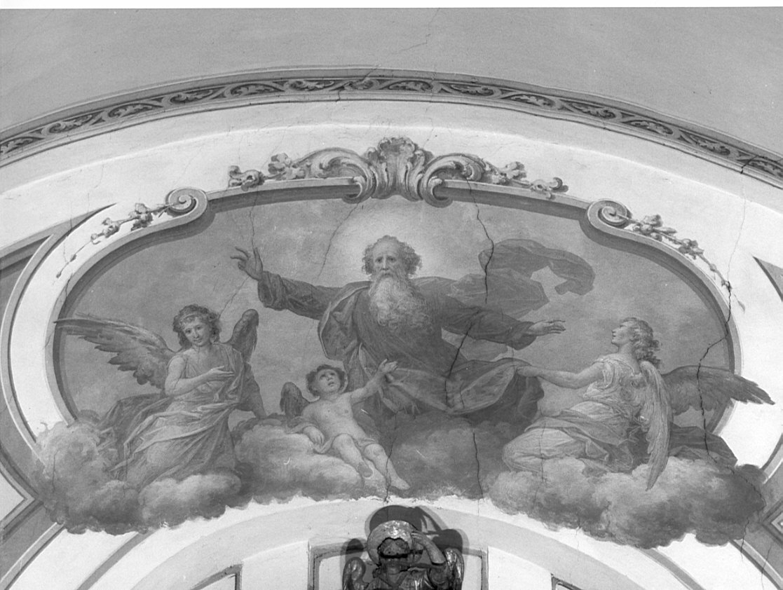 Dio Padre tra angeli (dipinto, elemento d'insieme) di Tagliaferri Luigi (sec. XX)