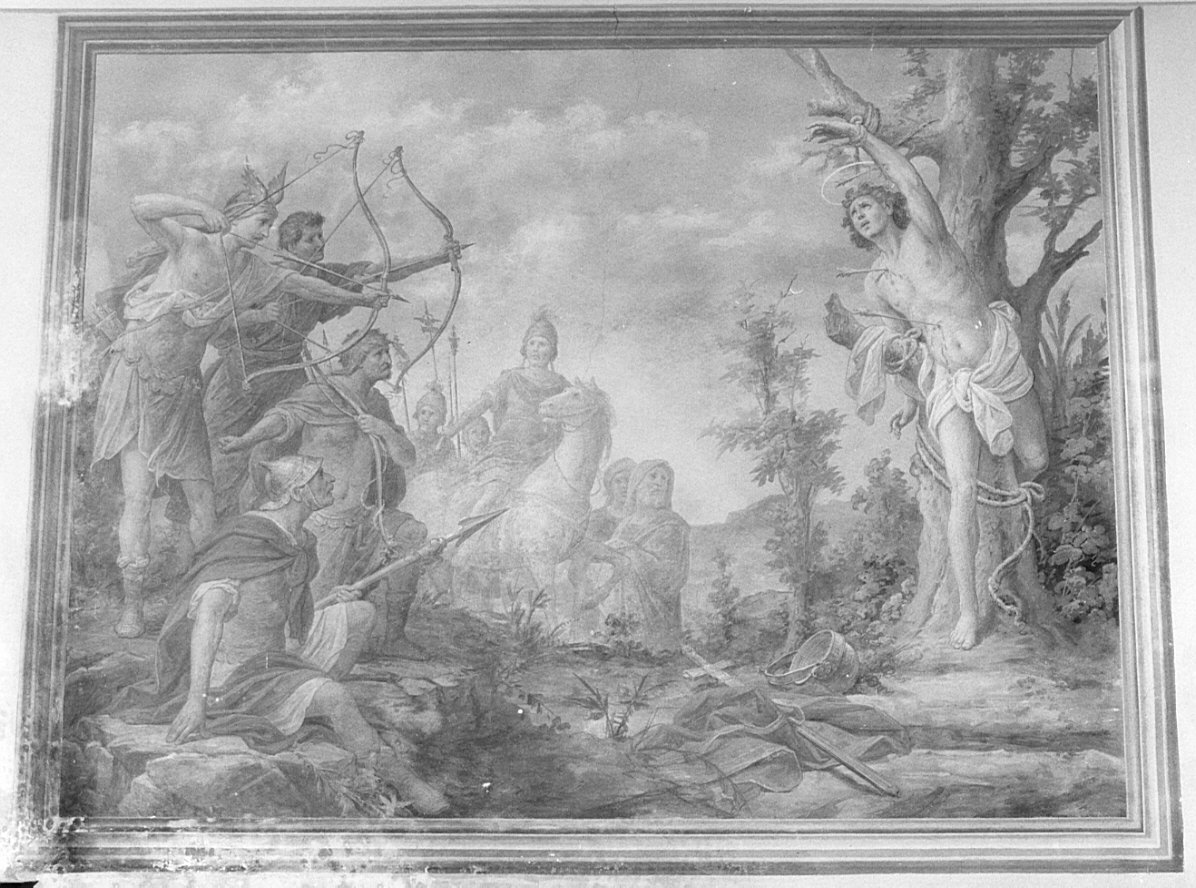 martirio di San Sebastiano (dipinto, elemento d'insieme) di Tagliaferri Luigi (sec. XX)