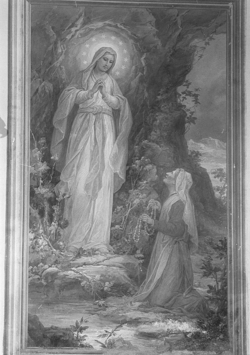 apparizione della Madonna a Lourdes (dipinto, elemento d'insieme) di Tagliaferri Luigi (sec. XX)