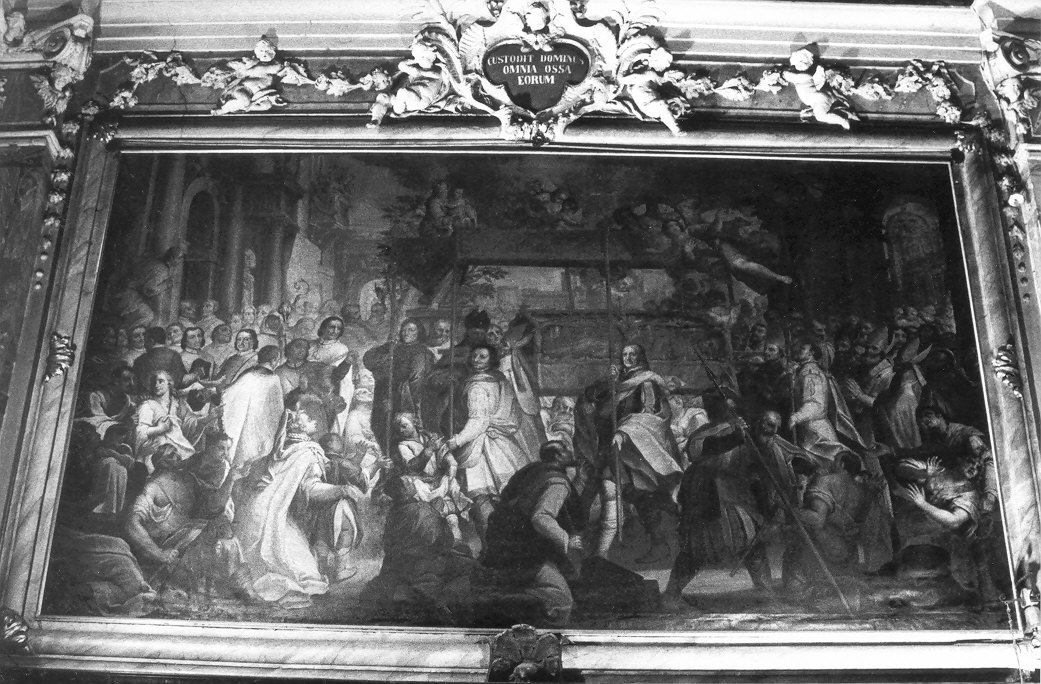 Traslazione delle reliquie dei Santi Protasio e Gervasio (dipinto, pendant) di Prina Giuseppe (sec. XVIII)