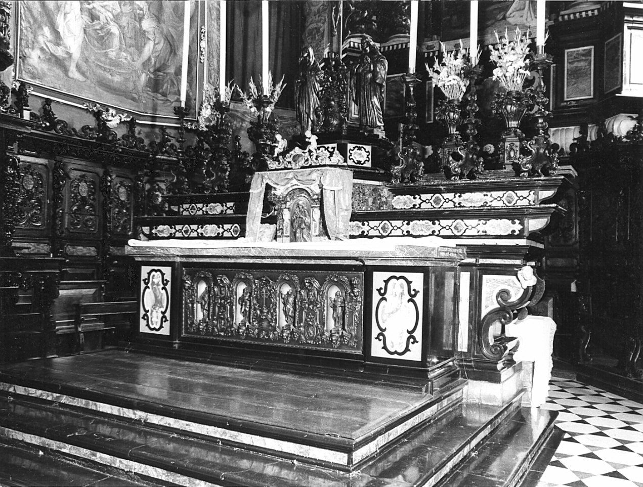 altare maggiore, complesso decorativo - bottega bergamasca (metà sec. XVII)