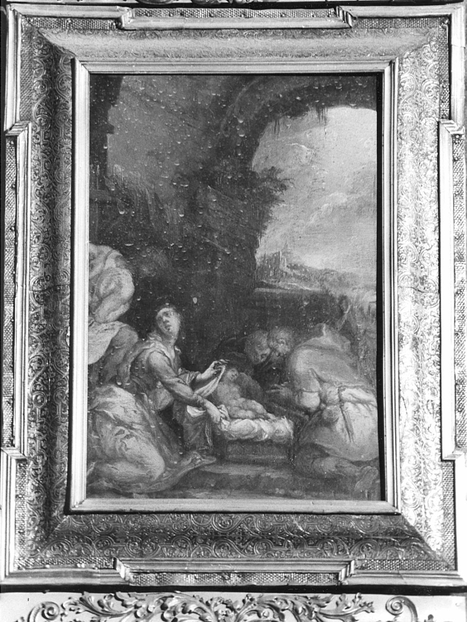 adorazione dei pastori (dipinto, elemento d'insieme) di Carpinoni Domenico (attribuito) (sec. XVII)